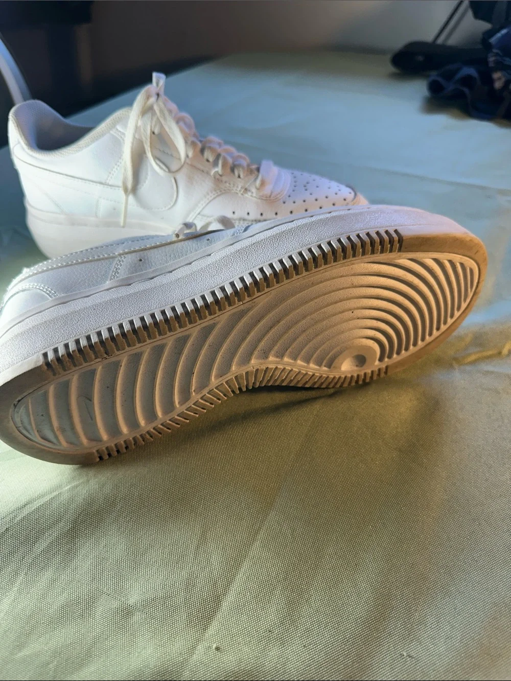 Nike White Low-Top Leather Sneakers with Cream Accents